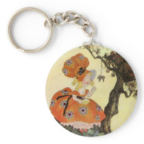 Vintage Little Miss Muffet w Spider Nursery Rhyme Keychains
