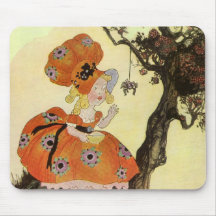 Vintage Little Miss Muffet w Spider Nursery Rhyme Mouse Pad