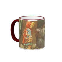 Vintage Little Red Riding Hood and Wolf in Forest Mug