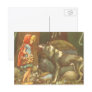 Vintage Little Red Riding Hood and Wolf in Forest Postcards