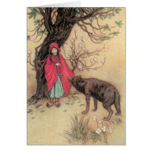 Vintage Little Red Riding Hood by Warwick Goble Cards