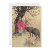 Vintage Little Red Riding Hood by Warwick Goble Personalized Invitations