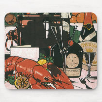 Vintage Lobster and Champagne; Elegant Party Mouse Pad