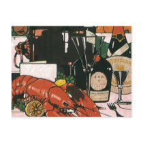 Vintage Lobster and Champagne; Elegant Party Post Cards