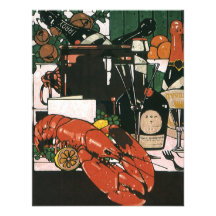 Vintage Lobster Champagne; Fancy Elegant Party Custom Invite