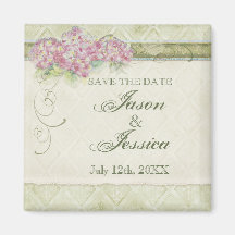 Vintage Look Pink Hydrangea - Wedding In - Magnet
