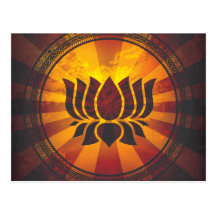 Vintage Lotus Flower Print Post Card