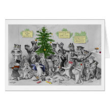 Vintage Louis Wain Cats Christmas Party Card