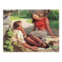 Vintage Love and Romance College Coed Students Postcard