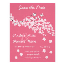 Vintage Love Bird Cherry Blossom Save the Date Custom Invites