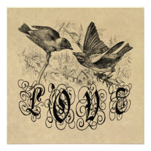 Vintage Love Birds Apparel and Gifts Invitation