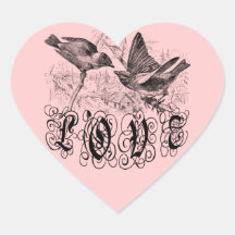 Vintage Love Birds Apparel and Gifts Stickers
