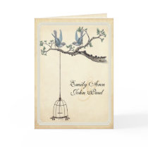 Vintage Love Birds Bird Cage Wedding Invitations Greeting Card