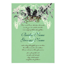 Vintage Love Birds Blooming Branch Wedding Custom Announcements