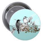 Vintage Love Birds Wedding Invitation Buttons