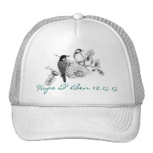 Vintage Love Birds Wedding Invitation Hats