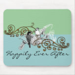 Vintage Love Birds Wedding Invitation mousepads