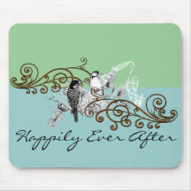 Vintage Love Birds Wedding Invitation Mousepads