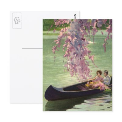 Vintage Love in a Canoe Post Cards