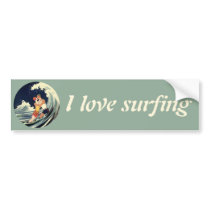 Vintage Love in the Surf; Romantic Kiss Bumper Stickers