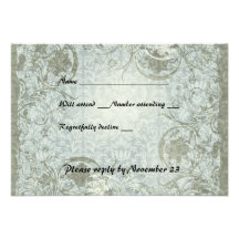 Vintage Love Poem Blue Gray Damask rsvp Invite