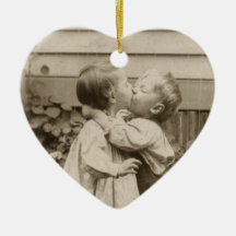 Vintage Love Romance, Children Kissing, First Kiss Ornaments