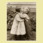 Vintage Love Romance, Children Kissing, First Kiss postcards