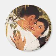 Vintage Love Romance, Couple in a Loving Embrace Magnets