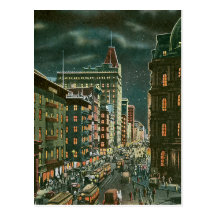 Vintage Lower Broadway by Night Postcard