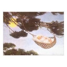 Vintage Lullaby, Rock Bye Baby Jesse Willcox Smith Personalized Announcements