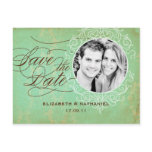 Vintage Luxe Photo Save the Date in Teal postcard