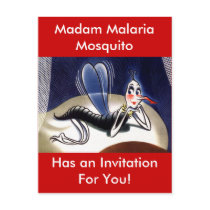 Vintage Madam Malaria Mosquito Postcard