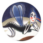 Vintage Madam Malaria Mosquito stickers
