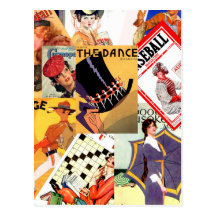 Vintage Magazine Montage Postcard