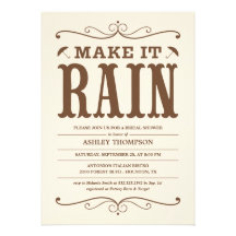 Vintage Make it Rain Bridal Shower Invitations