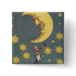 Vintage Man Hanging From the Moon Buttons