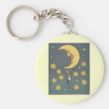 Vintage Man Hanging From the Moon Keychain