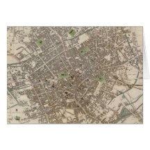 Vintage Map of Birmingham England (1839) Card