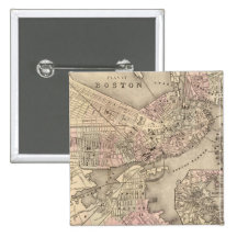 Vintage Map of Boston (1880) Pinback Button