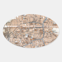 Vintage Map of Bruges (1905) Oval Sticker
