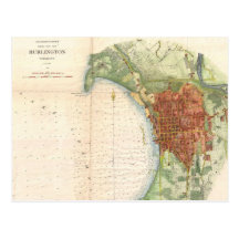 Vintage Map of Burlington Vermont (1872) Postcard