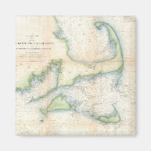 Vintage Map of Cape Cod (1857) Refrigerator Magnets