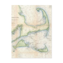 Vintage Map of Cape Cod (1857) Post Cards