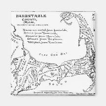 Vintage Map of Cape Cod (1890) Fridge Magnets