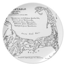 Vintage Map of Cape Cod (1890) Party Plate