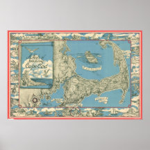 Vintage Map of Cape Cod (1945) Posters