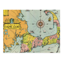 Vintage Map of Cape Cod Postcards