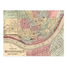 Vintage Map of Cincinnati (1780) Post Cards