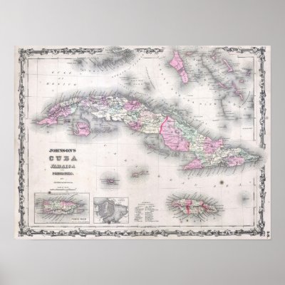 Vintage Map of Cuba (1861) Poster