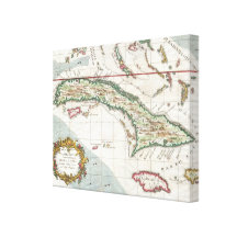 Vintage Map of Cuba and Jamaica (1763) Canvas Print
